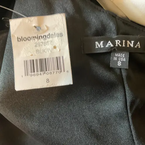 One Shoulder Bow Accent Column Evening Gown Size 8 Black Formal Dress by MARINA