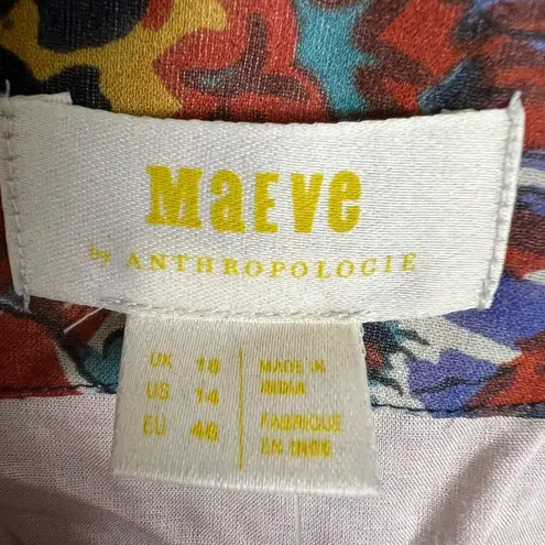 Maeve for Anthropologie Annabella Floral Print Long Sleeve V-Neck Maxi Dress 14