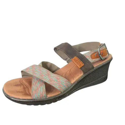 Keen Pastel Striped Cross Strap Comfort Sandals Woven Elastic Bands Womens 8