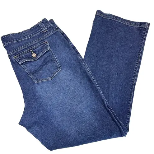 Lee  Women 18 Medium (38x31) Blue Jeans Natural Bootcut Just Below Waist Denim ^