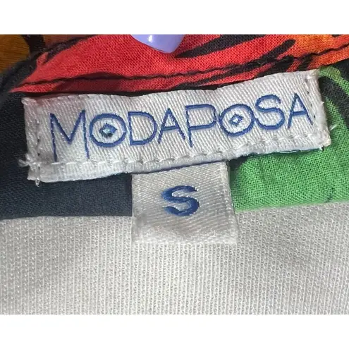 ModaPosa Leola Blouse S Black Cotton Citrus Floral Tassels Peasant Boho Resort