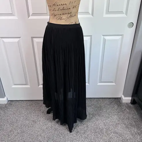 Arden B Sz M Black Fully Pleated Chiffon High Low Maxi Skirt