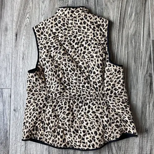 Croft & Barrow  Women's L Full Zip Leopard Cheetah Animal Print Quilted Vest #132