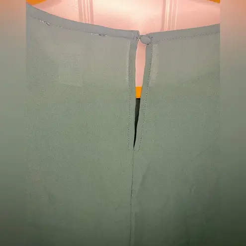 Carmen Marc Valvo Green Fringe Sleeve Blouse