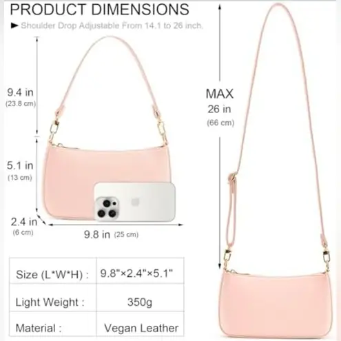 Niueimee Zhou Light Pink Shoulder Bag With Interchangable Crossbody Strap