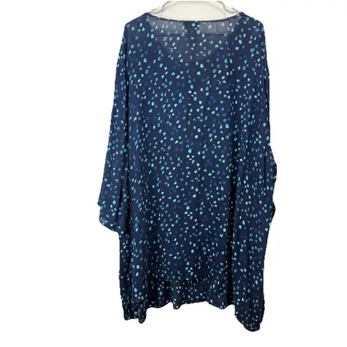 Catherines Navy Blue Confetti Embroidered Pullover Gauze Shirt Size 4X