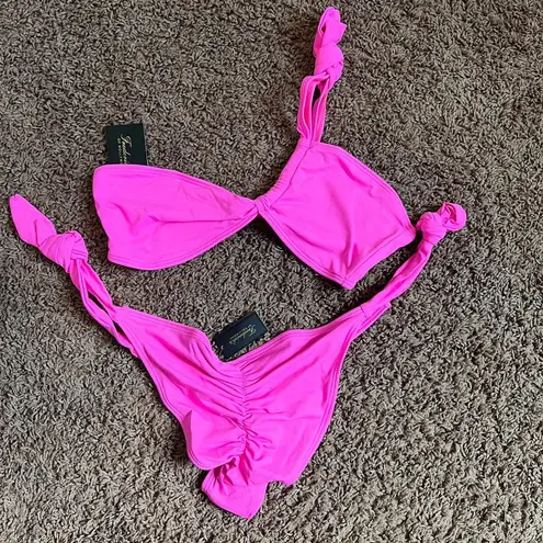 Frederick's of Hollywood Laguna One Shoulder Two Piece Bikini Hot Medium Pink NWT