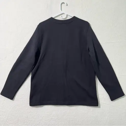 Classic Elements Black Cardigan Sweater Red Poinsettias Floral Embroidered Large