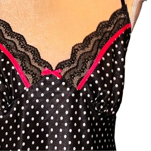 Apt. 9  black sweet little nighty with white polka dots and red lace detailing.New