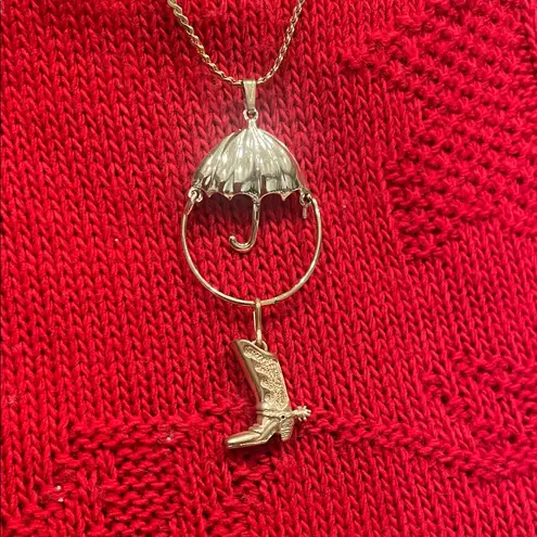 Gold Umbrella and Boot Pendant Necklace