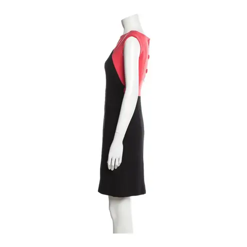 Milly Ella Belted Colorblock Knee Length Sheath Dress Coral Black Women's Size 6