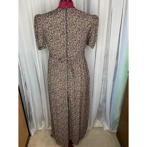 jumpsuit 1990s floral smocked top cottagecore pink yellow purple Size 26