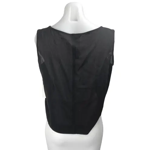 NEW Rene Lezard 100% Wool Womens Black Sleeveless Boatneck Tank Shirt Top Size S