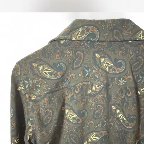 La Cabaña Vintage Paisley Button Up Shirt Brown Retro Print Men’s/Women Small Black