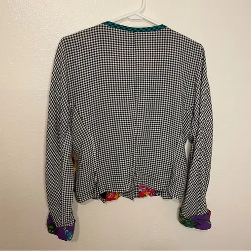 carole little Vintage Petites Jacket NWT Size 8 Flower Button Checkered Floral