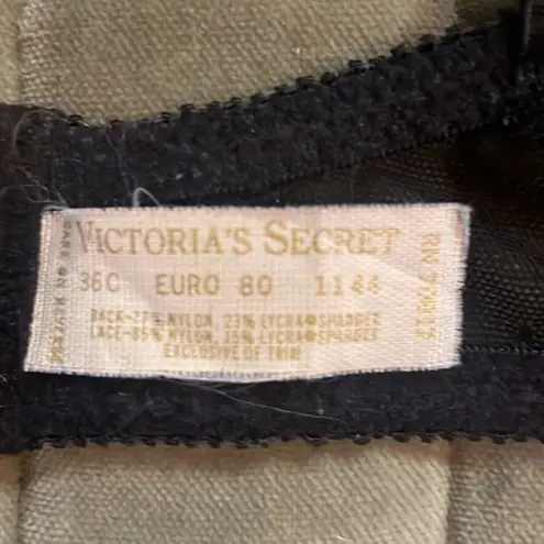 Victoria's Secret Vintage  Gold Label Unlined Demi Bra Black Lace 36C