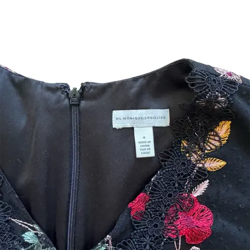Monique Lhuillier ML Floral Embroidered Mesh Dress EUC