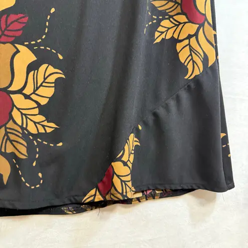 Vintage First Option S Floral Midi Skirt Black Moody Whimsigoth Dark Summer Cute