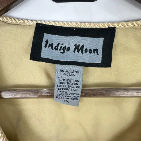 Indigo Moon Butterfly Embroidered Jacket Womens 1X Cream Sequin Whimsical Artsy