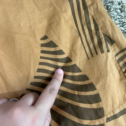 Closed Tie Waist Zip Up Neutral Tropical Abstract Printed Shorts Sz 26 Tan