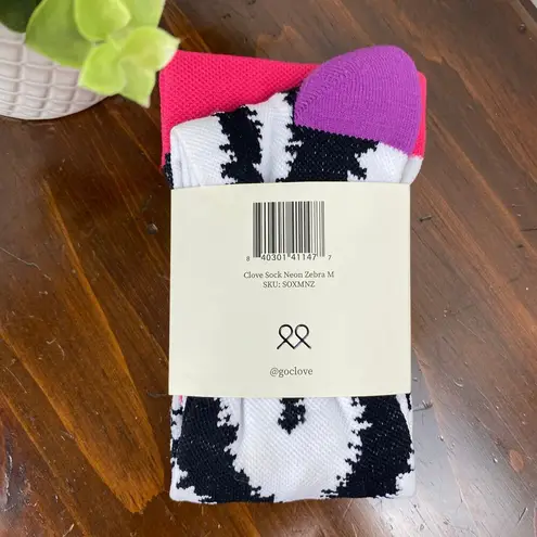 Clove Shoes Compression Socks Neon Zebra Dye Medium White