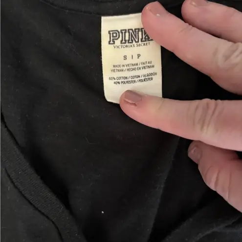 Victoria's Secret Victoria’s Secret PINK Sequin Logo Black Pullover Sweatshirt Size Small