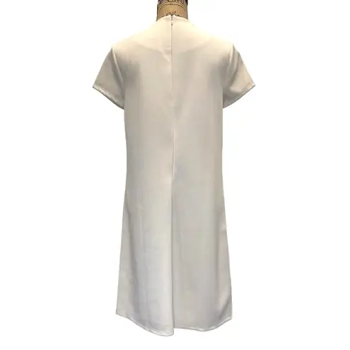 Catherine Malandrino Embroidered Dress Off-White Knee-Length Short Sleeve Size M