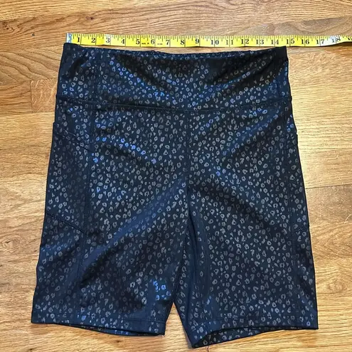 Bebe  Sport Leopard Print Animal Print Black Bike Athletic Shorts Size Large