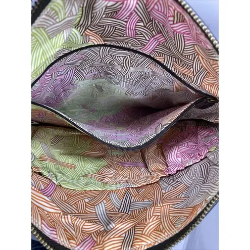 The Sak Iris Leather Crossbody Satchel bronze glitter panels stitching detail