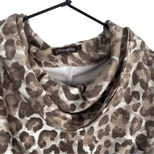 J. McLaughlin Diaz Animal Print Faux Suede Cowl Neck Sheath Dress Brown Small