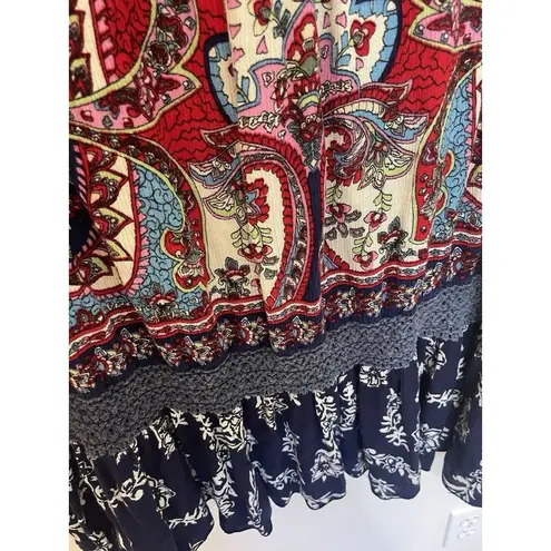 Bila Floral Maxi Skirt Hippie Large Festival Crochet Trim Tassel Beaded Belt