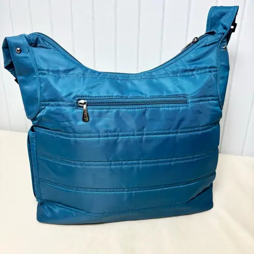 Lug Cable Car Satchel Blue/ Teal crossbody Bag with Zipper Details Blue