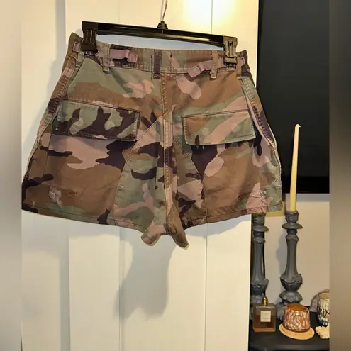 Furst of a Kind Vintage Distressed Camouflage Shorts