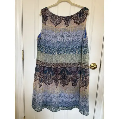 VTG Boho Beach Cover Up Dress 18W Resortwear Festival Beachy Cottage Western Blue