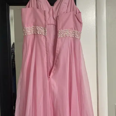 Vintage Mike Benet Formals baby pink formal layered sheer with Embellished Waist