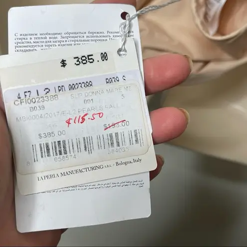 La Perla New nude Perl studded high rise hipster swim bottom sz XL