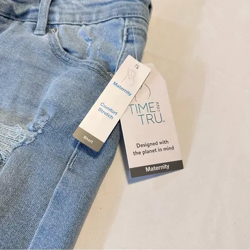 Time And Tru Maternity Comfort Stretch Distressed Denim Shorts Set of Two Size S Blue