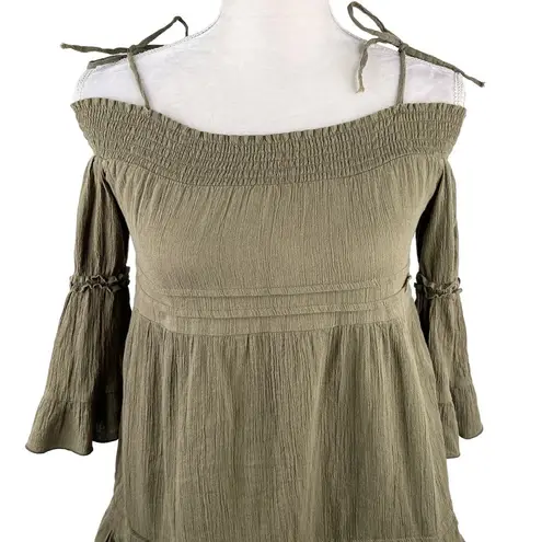 Romeo + Juliet Couture  Beach Coverup S Olive Green Off Shoulder