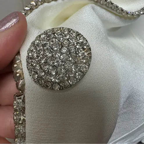 Rhinestone Tuxedo Women’s Vintage Cione Shouider Pads Size 18 Winter White