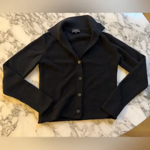 Quince NWT Mongolian Cashmere Collared Cardigan Black Sleeved Top Sz S