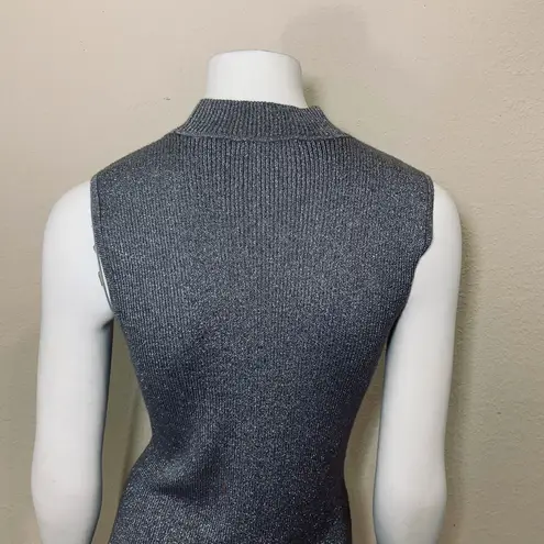 Nygard Silver Metallic Turtleneck Tank Top Blouse