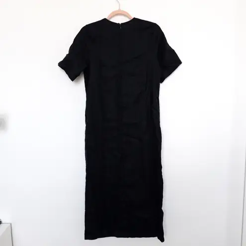 Ha Tran Womens Linen Dress Size 4 Black Midi Minimalist Cottage Lagom Modern