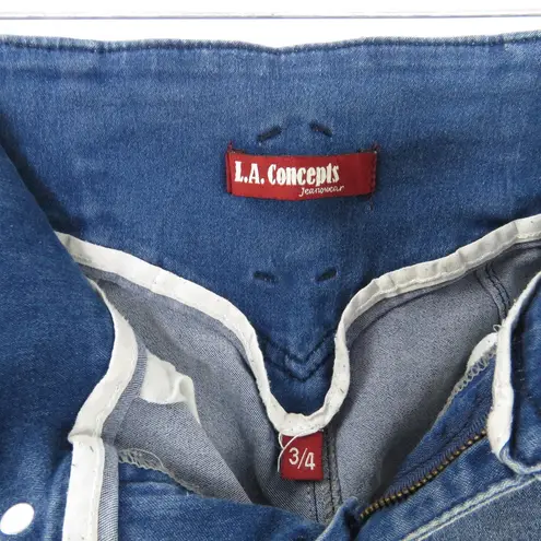 L.A. Concepts Y2k Vintage High Rise Yoke Jeans Bling Tattoo Size 24" Blue