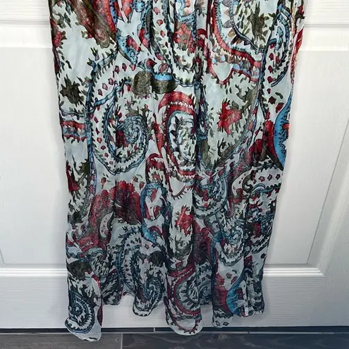 2OH Two Old Hippies Jean Marie Velour Paisley Print Maxi Dress Sz S Blue Red Boh