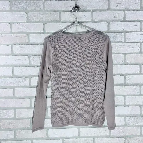 Lafayette 148 New York Fine Gauge Merino Wool Blush Crewneck Sweater Size M Gray Size M