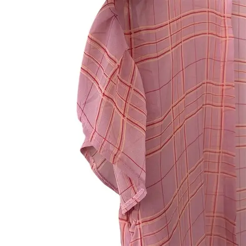 Do Everything In Love Women's Pink Plaid Flared Sleeve Kimono Cardigan