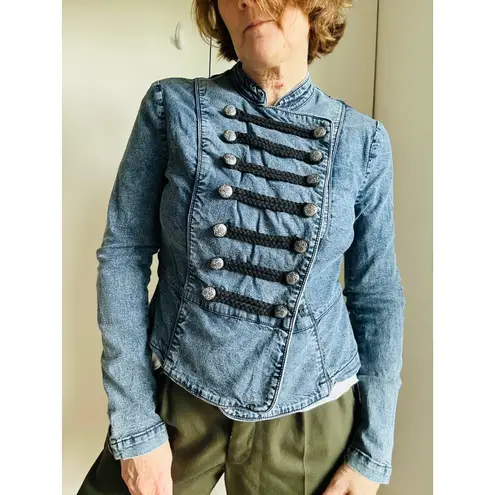 Y2K Military Jean Jacket Size MediumStructured Denim Utility Style Blue Size M