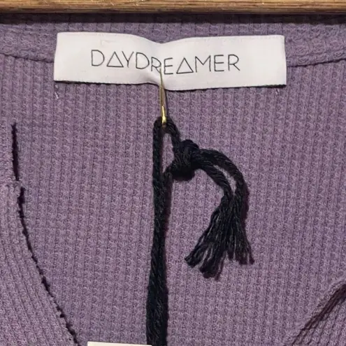 Daydreamer · Small · Lavender Waffle Knit Notch Neck Thermal Top Long Sleeve New