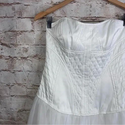 BHLDN Anthropologie Strapless A-Line Satin Tulle-Skirt Midi Dress Size Small NEW