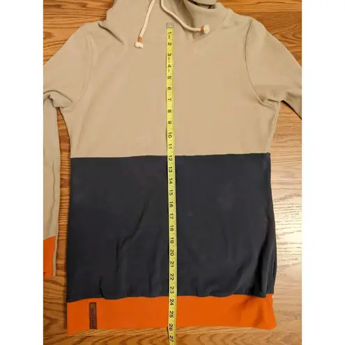 Ampersand Avenue Size M Colorblock Modern Twee Cowl Neck Sweatshirt Thumb Holes Blue Size M